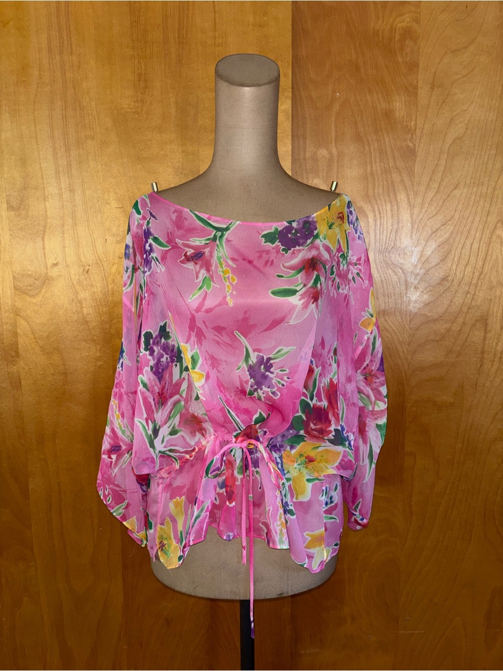 Ralph Lauren Pink Floral blouse 100% silk Vintage - Picture 1 of 6